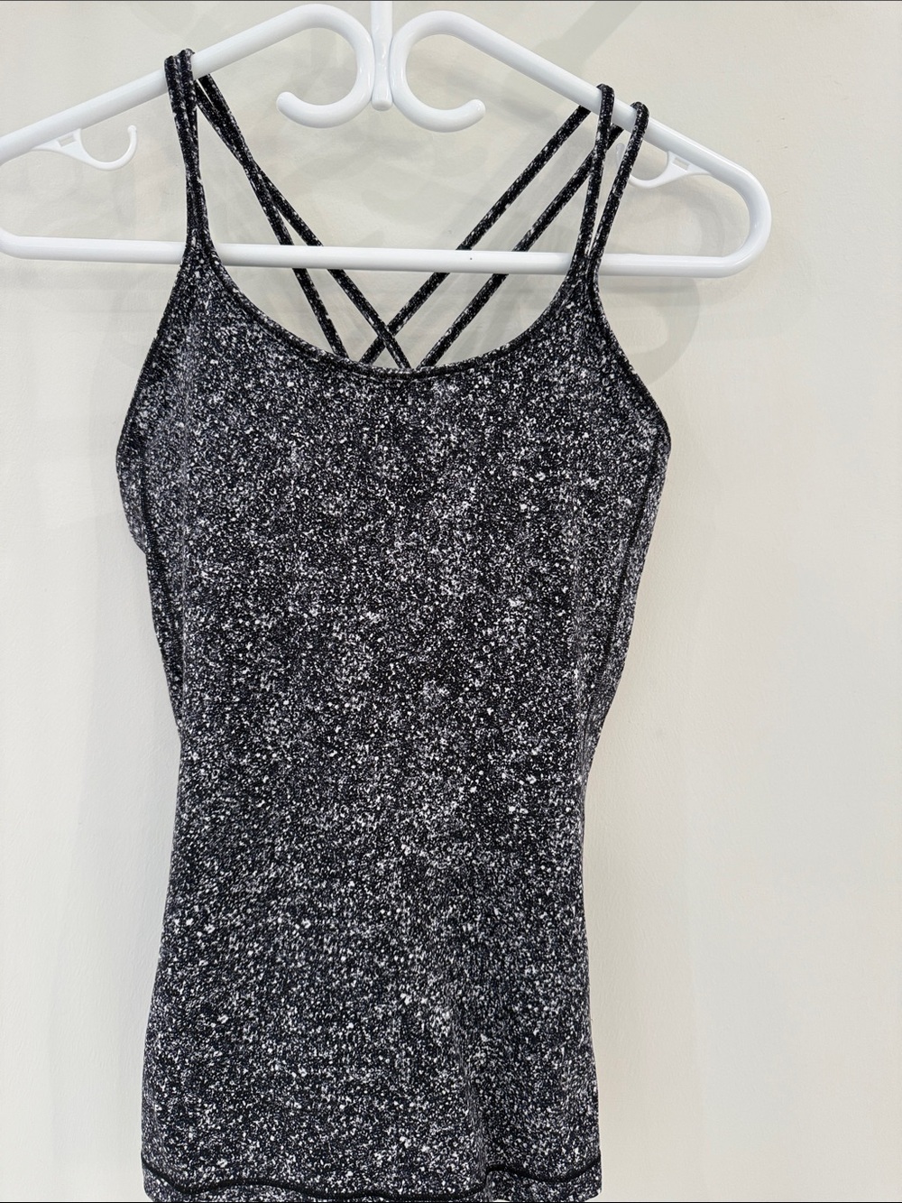 lululemon athletica Black Speckled Crisscross-Strap Bodysuit Top